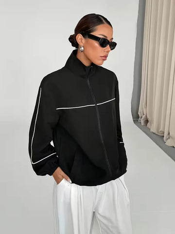Track jacket met hoge kraag