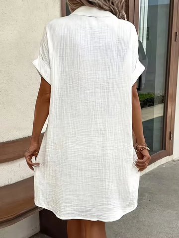 Overhemdjurk met V-neck en korte mouwen