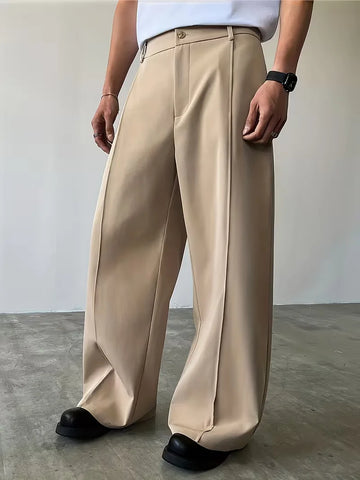Broek met geplooid design en losse rechte pijp