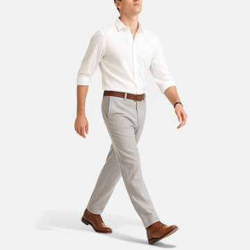 Linnen broek met elastische taille en zijzakken