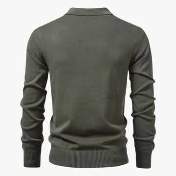 Polo met ribgebreid patroon en korte ritssluiting