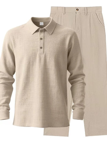 Linnen pak met mandarin collar