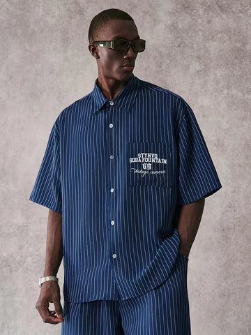 Korte mouw overhemd met verticale strepen