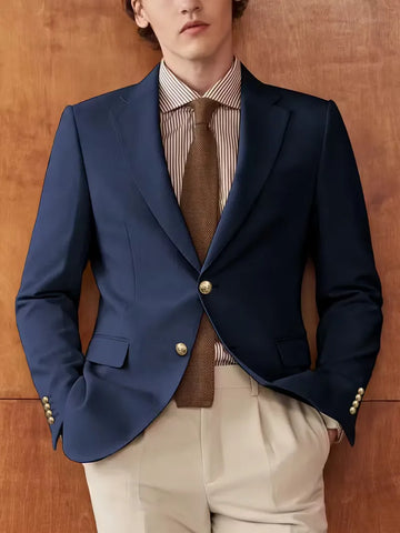 Colbert slim fit met gouden knopen