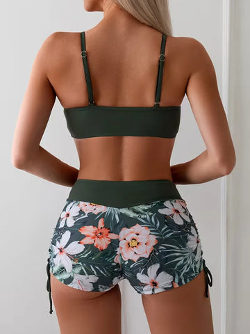 Bikini met hoge taille en bloemenprint