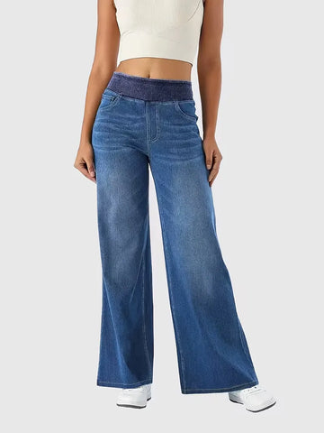 Wide leg jeans met hoge taille