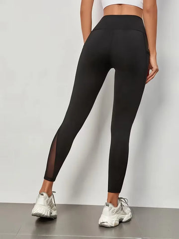 Legging met hoge taille en mesh panelen