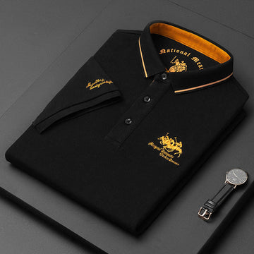 James | Trendy heren polo in Dutch in de kleur Zwart voor heren in Smart-casual stijl geschikt voor alle seizoenen.