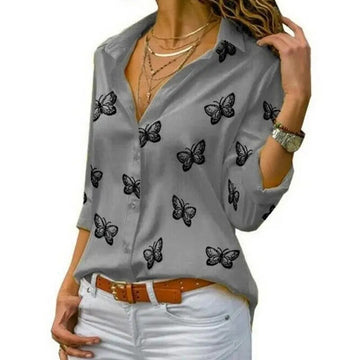 Karita | Luchtige Lente Blouse in de kleur Grijs voor dames in Formal stijl ideaal voor de herfst.