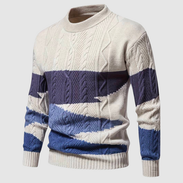 Nadim | Luxe en stijlvolle herentrui met print in de kleur Blauw voor heren in stijl ideaal voor de herfst.