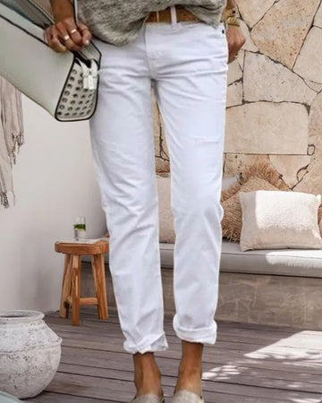 Stijlvolle casual effen kleur broek in de kleur Wit voor dames in stijl ideaal voor de herfst.