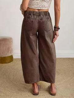 Wide leg broek met knoopsluiting