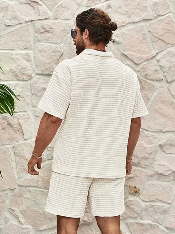 Shorts met V-neck en textuur