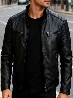Leren jassen met quilted schouders
