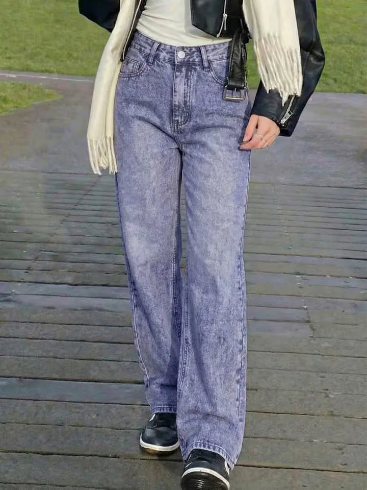 Straight jeans met mid-rise