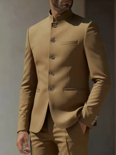 Blazer slim fit met mandarin collar