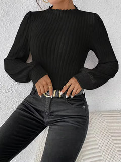 Bodysuit met rib-knit en lange mouwen