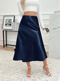 Satijnen rok met hoge taille