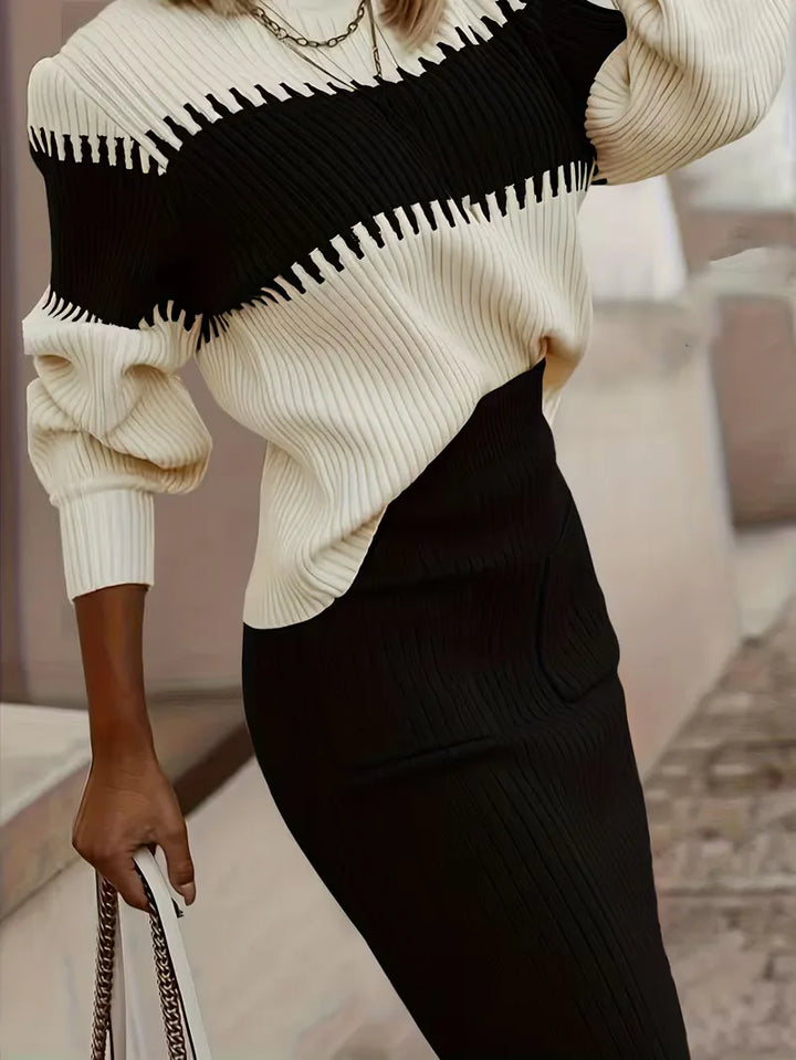Tweedelige set met ribbed textuur