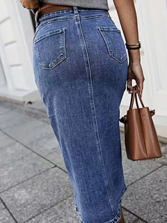 Denim rok met split