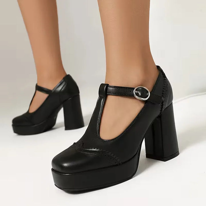 Blokhak schoenen met enkelbandje