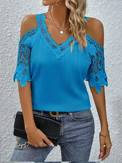 off-shoulder T-shirt met kant