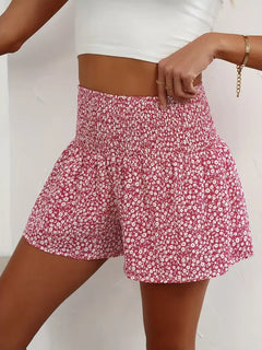 Short met hoge taille en bloemenpatroon