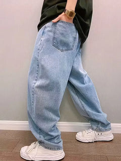 Loose fit jeans met mid-rise