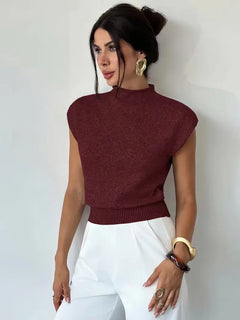 Mouwloos vest met mock neck
