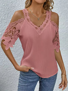 off-shoulder T-shirt met kant