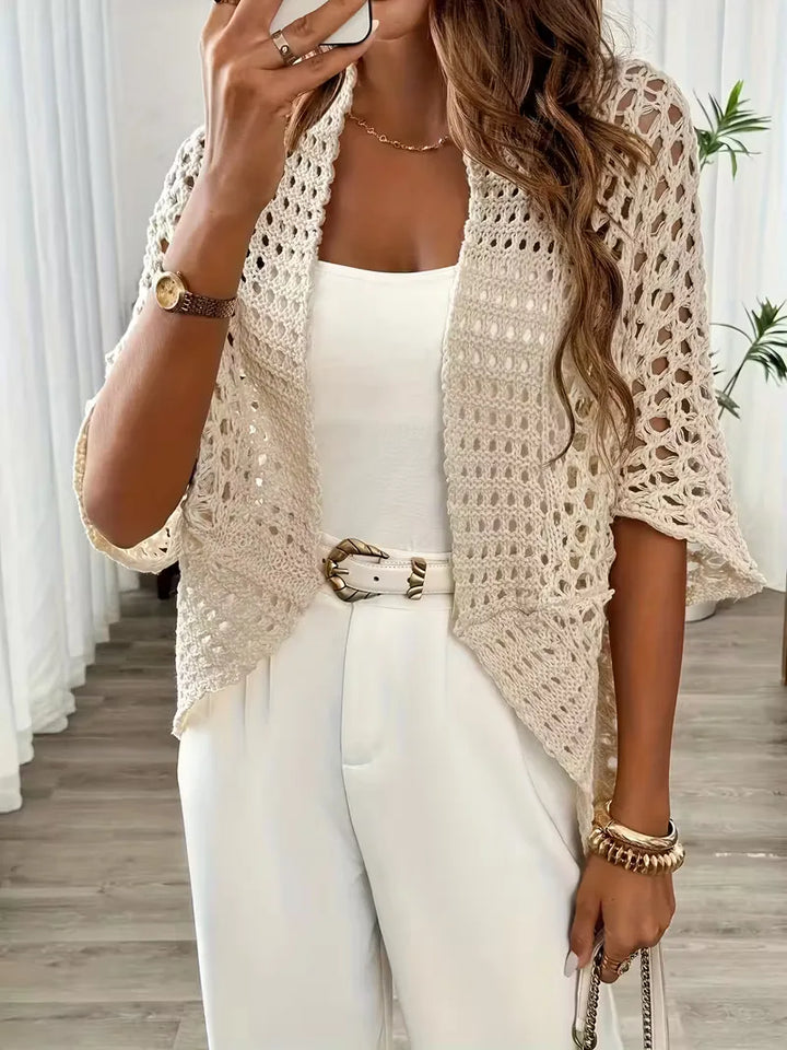 Crochet cardigan lichtbeige