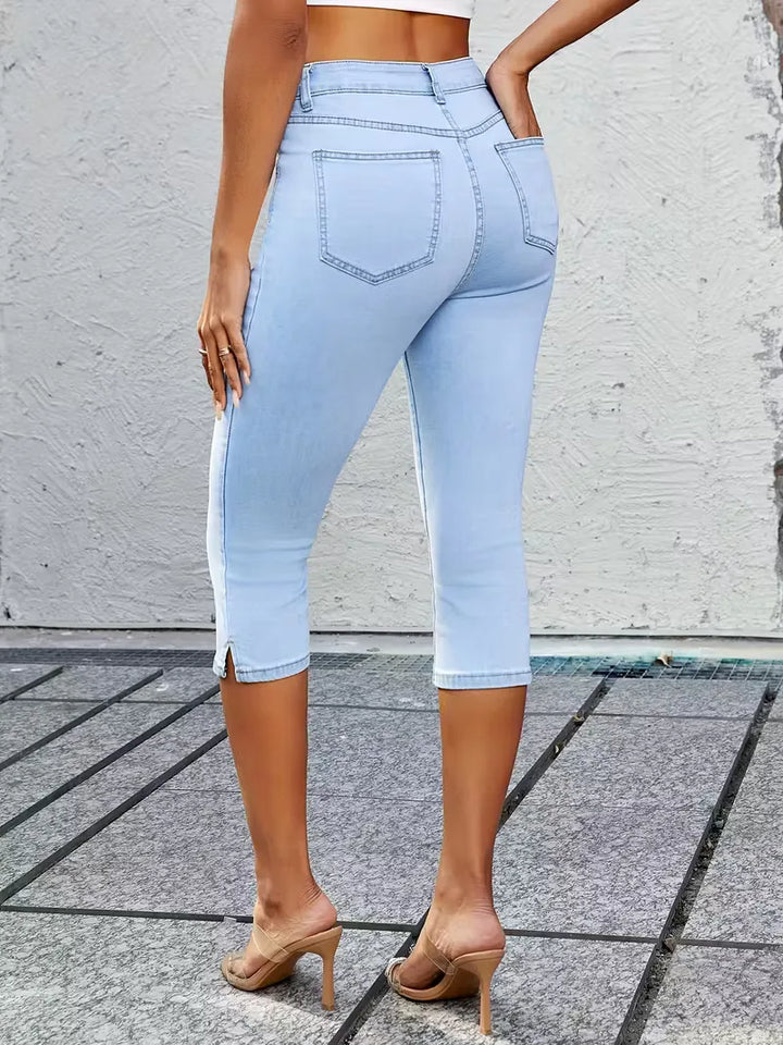 Skinny jeans met split hem