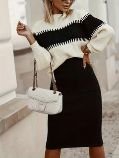 Tweedelige set met ribbed textuur