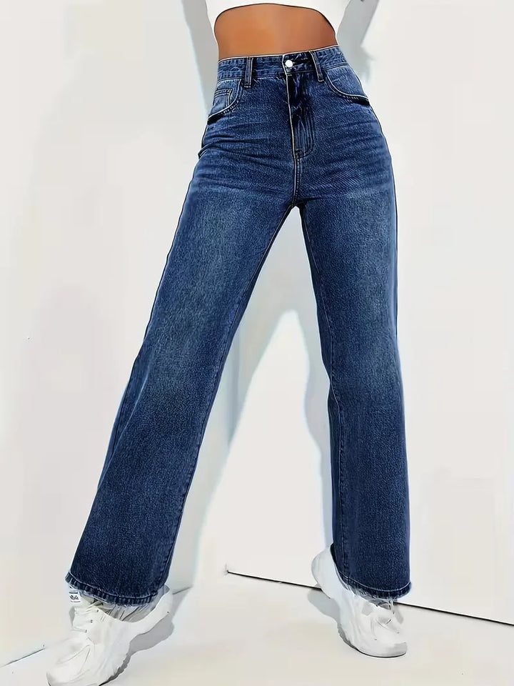 Straight jeans met hoge taille