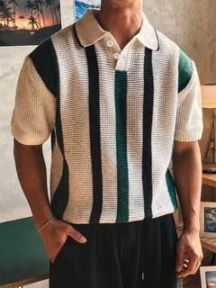 Polo met V-neck en korte mouw