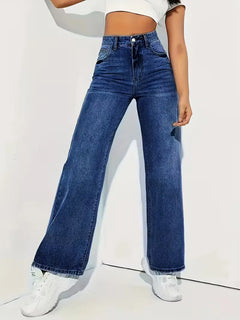 Straight jeans met hoge taille