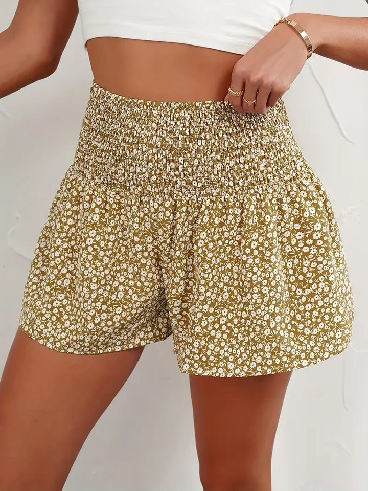Short met hoge taille en bloemenpatroon