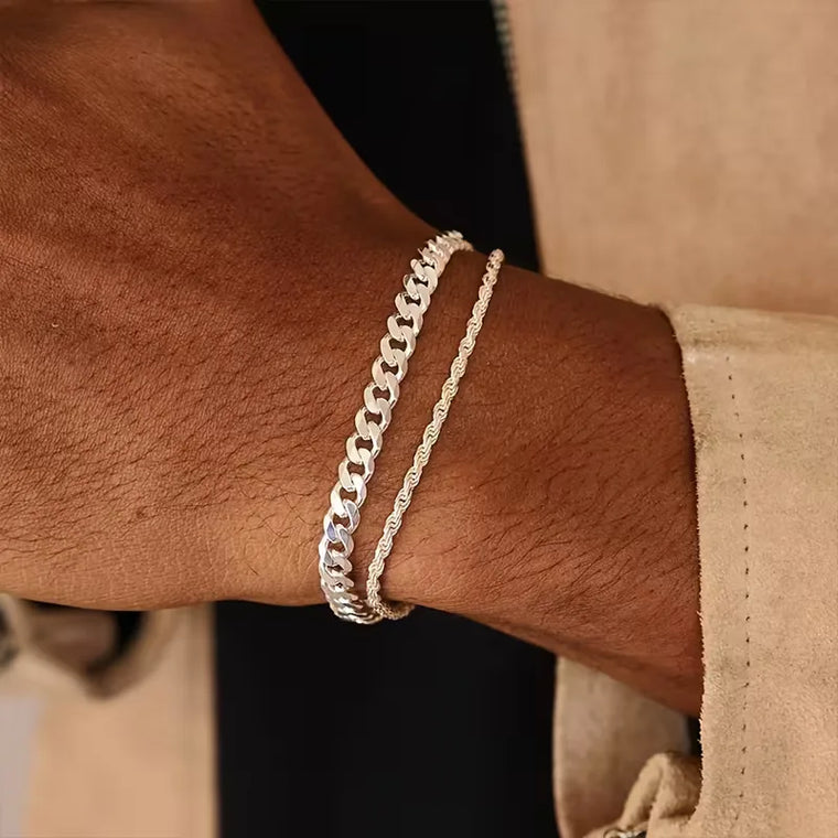 Armbanden set met Cuban link en rope chain