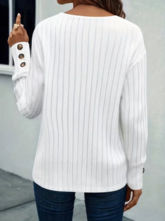 ribbed V-hals T-shirt