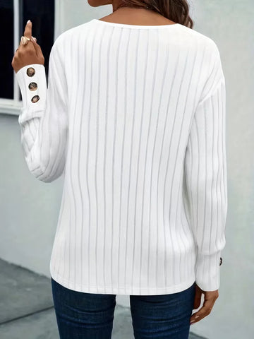 ribbed V-hals T-shirt