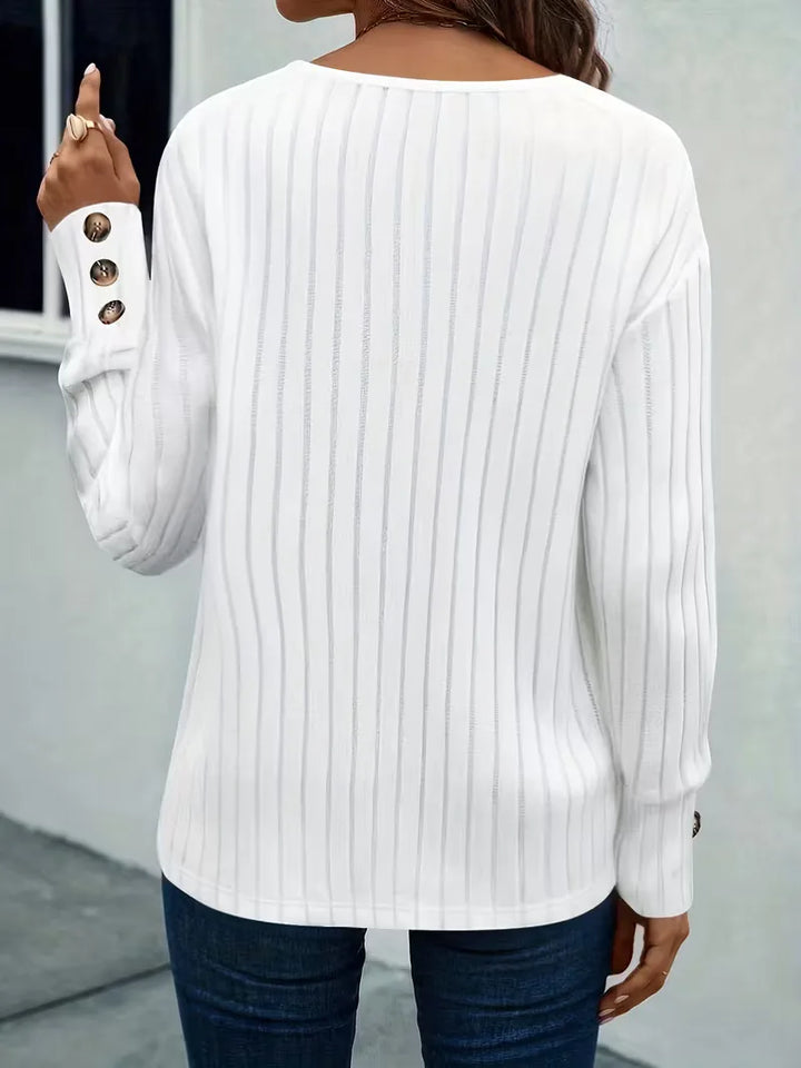 ribbed V-hals T-shirt