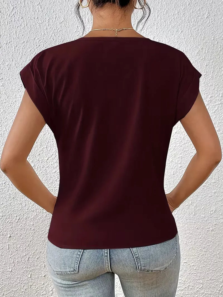V-hals T-shirt met draped front