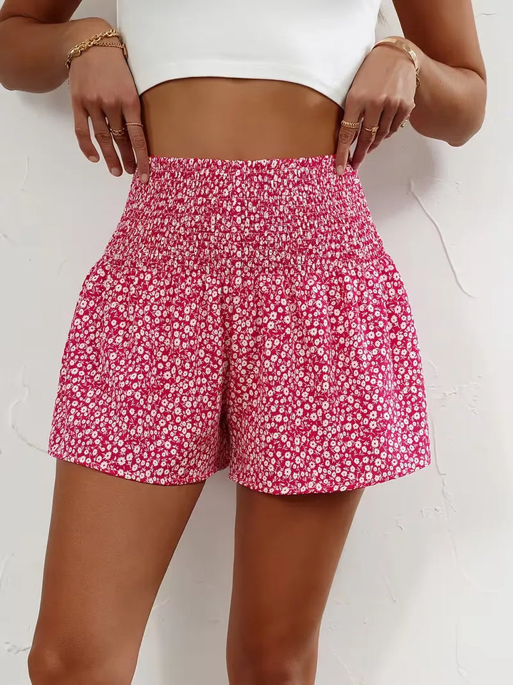 Short met hoge taille en bloemenpatroon