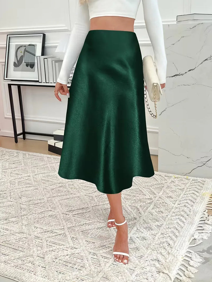 Satijnen rok met hoge taille