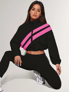 Track jacket met elastische manchetten