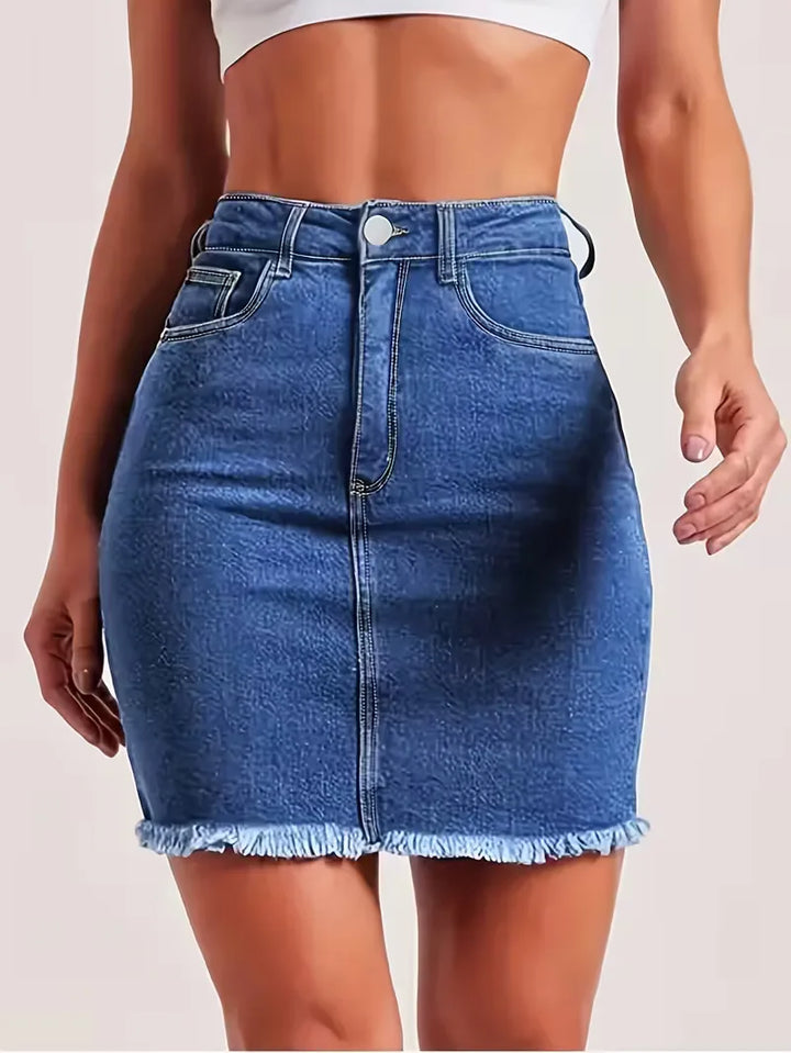 Denim rok met hoge taille