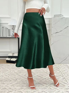 Satijnen rok met hoge taille