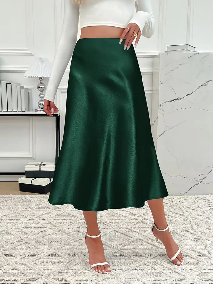 Satijnen rok met hoge taille