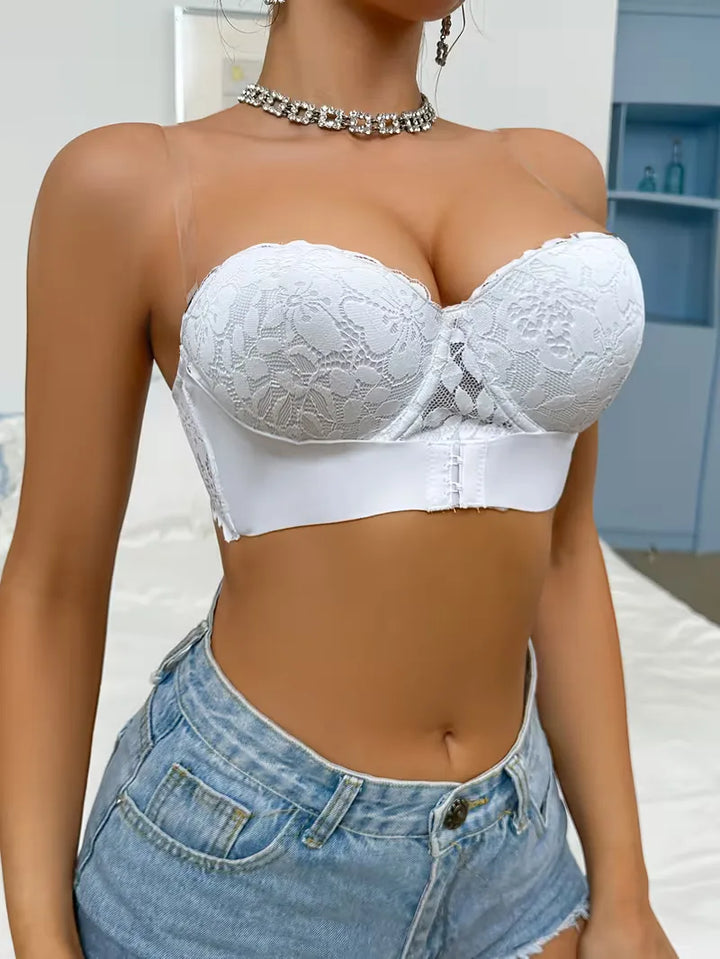 Strapless lace bustier