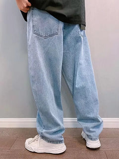 Loose fit jeans met mid-rise